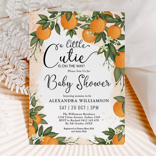 Invitación Little Cutie Clementine Naranja Citrus Baby Shower (Subido por el creador)