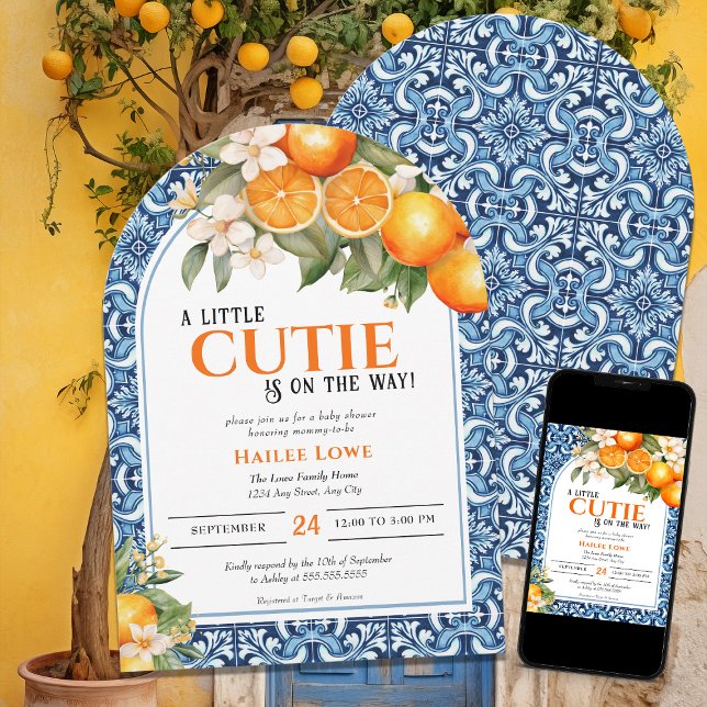 Invitación Little Cutie Está En Camino De Baby Shower Editabl (Subido por el creador)