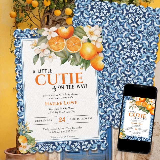 Invitación Little Cutie Está En Camino De Baby Shower Editabl (Subido por el creador)
