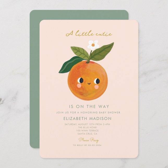 Invitación Little Cutie está en camino Naranja Baby Shower (Subido por el creador)