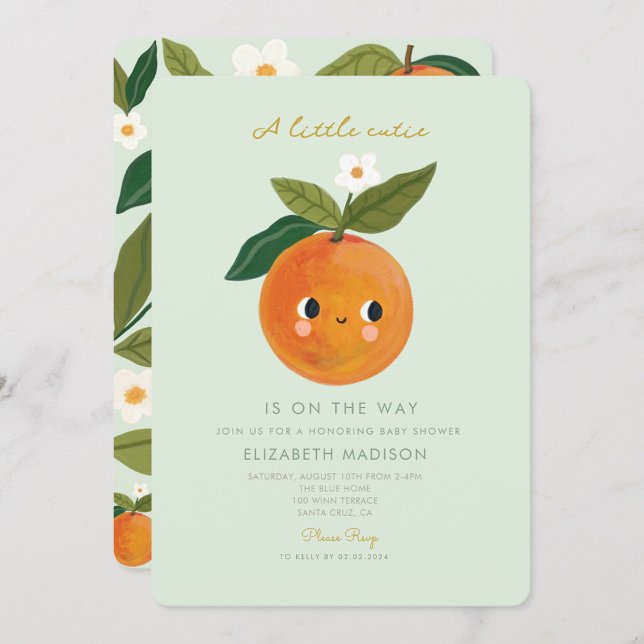 Invitación Little Cutie está en camino Naranja Baby Shower (Subido por el creador)