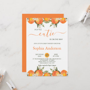 Invitación Little Cutie está en camino Naranja Baby Shower