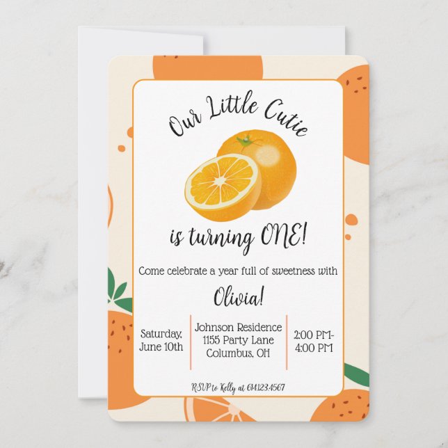 Invitación Little Cutie First Birthday Invitation (Anverso)