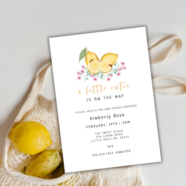 Invitación Little Cutie Lemon Citrus Baby Shower (Little Cutie Lemon Citrus Baby Shower Invitation)