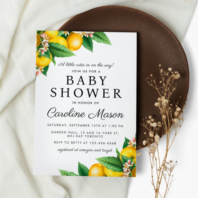 Invitación Little Cutie Lemon Citrus Summer Baby Shower (Subido por el creador)