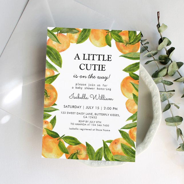 Invitación Little Cutie Naranja Baby Shower (Subido por el creador)