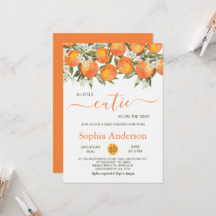 Invitación Little Cutie Naranja Baby Shower