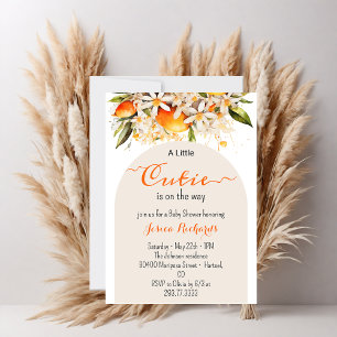 Invitación Little Cutie Naranja Baby Shower Citrus Tangerines
