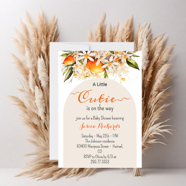 Invitación Little Cutie Naranja Baby Shower Citrus Tangerines (Subido por el creador)