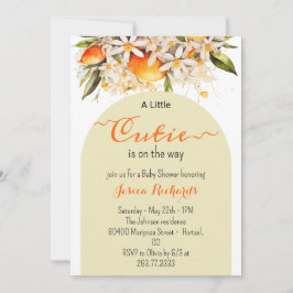 Invitación Little Cutie Naranja Baby Shower Citrus Tangerines