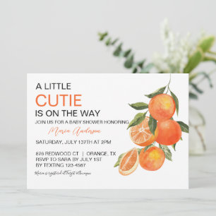 Invitación Little Cutie Naranja Botanical Baby Shower