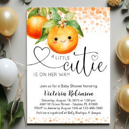 Invitación Little Cutie Naranja Citrus Baby Shower