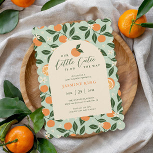 Invitación Little Cutie Naranja Citrus Baby Shower