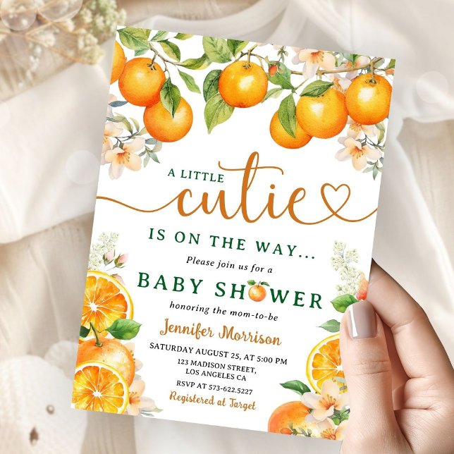 Invitación Little Cutie Naranja Citrus Baby Shower (Subido por el creador)