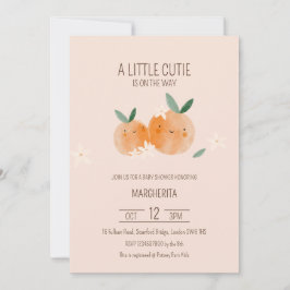 Invitación Little Cutie Naranja Citrus Botanus Baby Shower