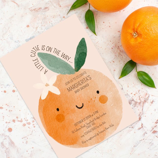 Invitación Little Cutie Naranja Citrus Botanus Baby Shower (Subido por el creador)