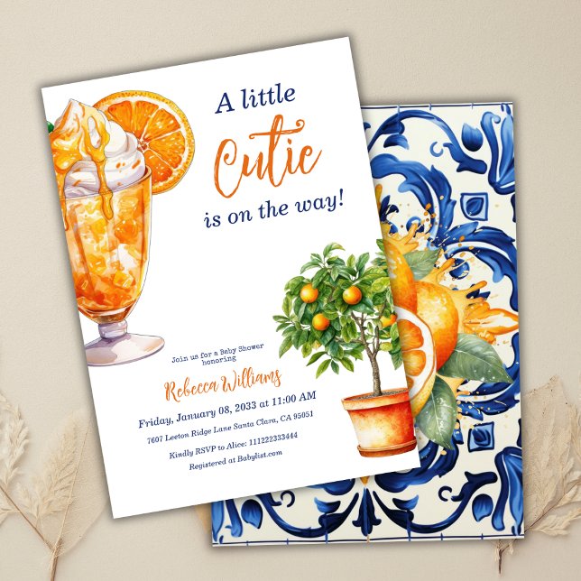 Invitación Little Cutie Naranja Citrus Summer Baby Shower (Subido por el creador)