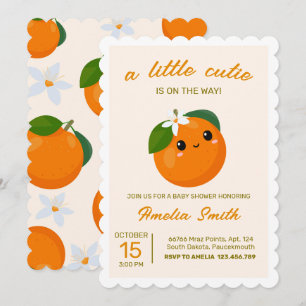 Invitación Little Cutie Naranja Clementine Baby Shower