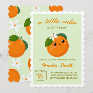 Invitación Little Cutie Naranja Clementine Baby Shower
