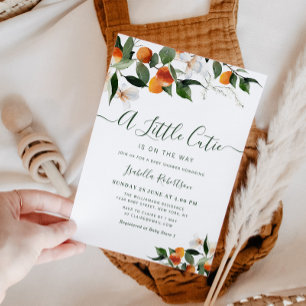 Invitación LITTLE CUTIE naranjas cítricos con ducha de bebé