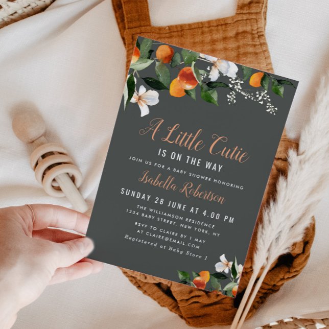 Invitación LITTLE CUTIE | naranjas de cítricos pintados con d (Subido por el creador)