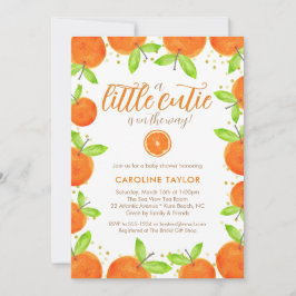 Invitación Little Cutie on Way Naranja Clementine Baby Shower