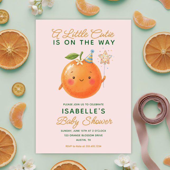 Invitación Little Cutie Orange Citrus Baby Shower Invitation (Little Cutie Orange Citrus Baby Shower Invitation)