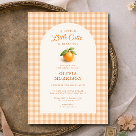 Invitación Little Cutie Orange Gingham Baby Shower