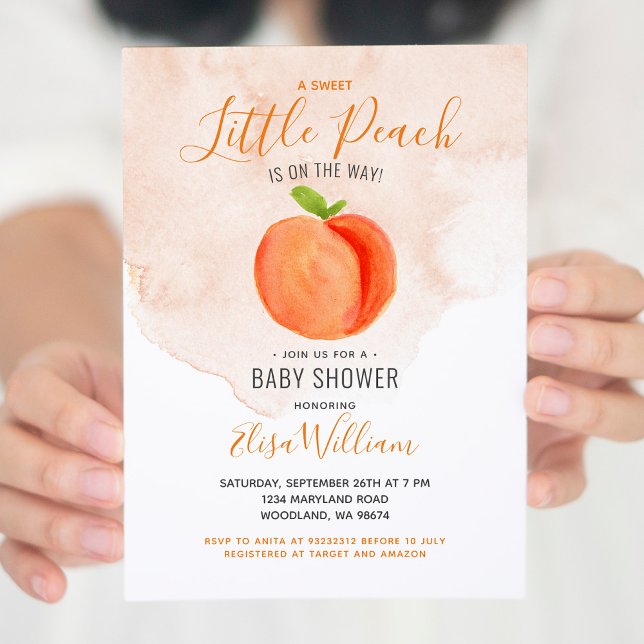Invitación Little Cutie Peach está en camino de Baby Shower (Subido por el creador)