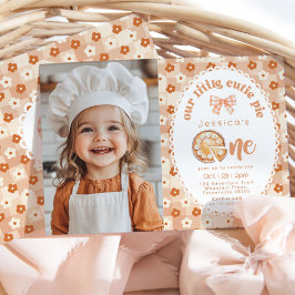 Invitación Little Cutie Pie 1er cumpleaños foto floral