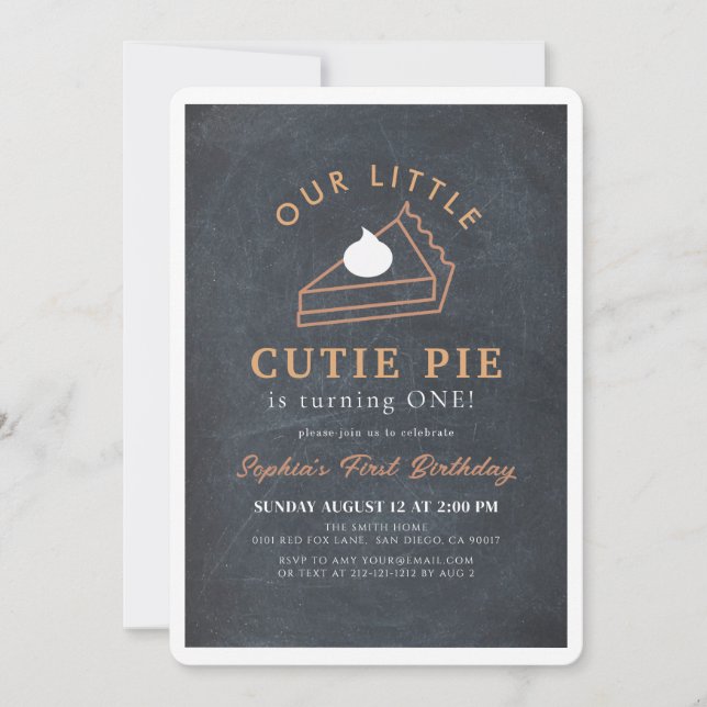 Invitación Little Cutie Pie Acción de Gracias Primer Cumpleañ (Anverso)