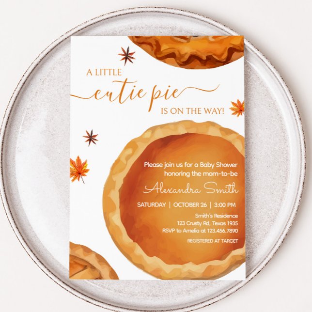 Invitación Little Cutie Pie Autumn Baby Shower (Autumn Pie Baby Shower Invitation
)