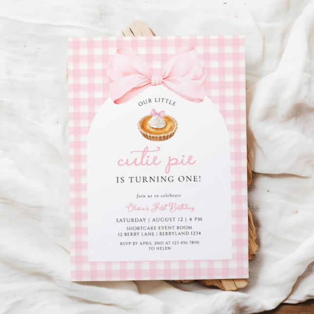 Invitación Little Cutie Pie Coquette Primer Cumpleaños (Subido por el creador)