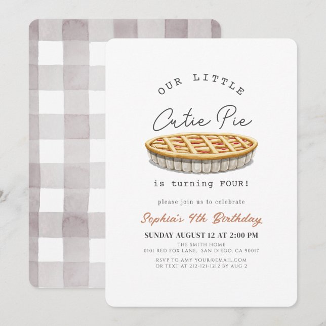 Invitación Little Cutie Pie Día de Acción de Gracias Cumpleañ (Anverso / Reverso)