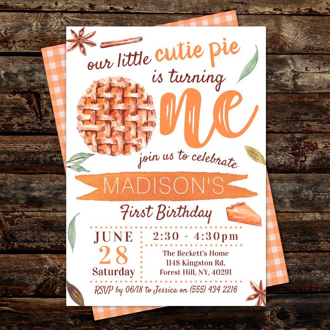 Invitación Little Cutie Pie Fall 1er cumpleaños (Subido por el creador)