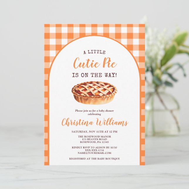 Invitación Little Cutie Pie Fall Baby Shower (Anverso de pie)