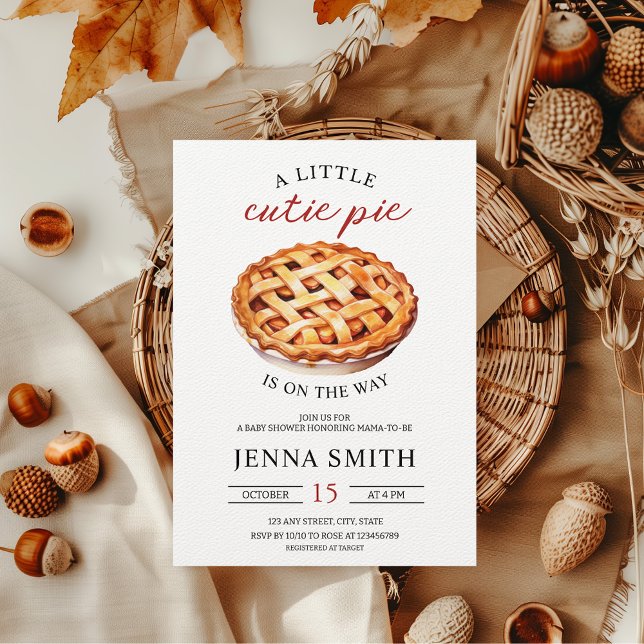 Invitación Little Cutie Pie Fall Baby Shower (Little Cutie Pie is on the Way Baby Shower Invitation Fall )