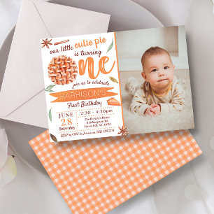 Invitación Little Cutie Pie Fall Photo 1er cumpleaños