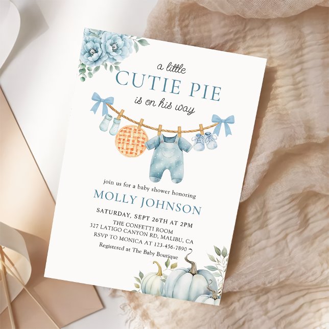 Invitación Little Cutie Pie Fall Pumpkin Boy Baby Shower (Subido por el creador)