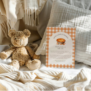 Invitación Little Cutie Pie Fall Pumpkin Gingham Baby Shower
