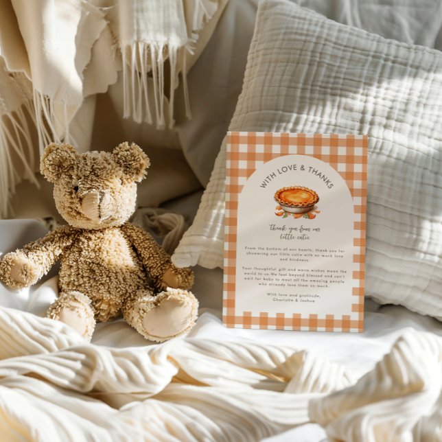 Invitación Little Cutie Pie Fall Pumpkin Gingham Baby Shower (Little Cutie Pie Fall Baby Shower Thank You 
Card )