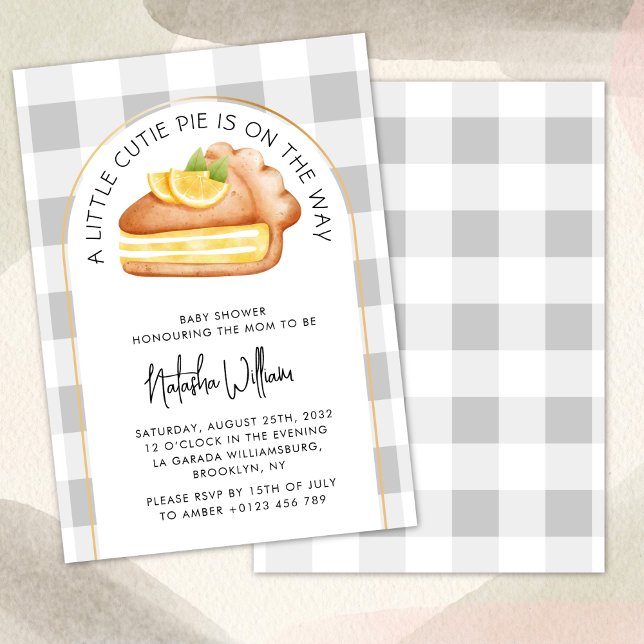 Invitación Little Cutie Pie Gingham Plaid Baby Shower (Subido por el creador)