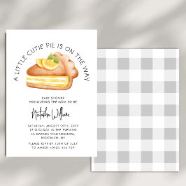 Invitación Little Cutie Pie Gray Gingham Plaid Baby Shower