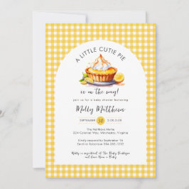 Invitación Little Cutie Pie Lemon Citrus Gingham Baby Shower