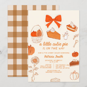 Invitación Little Cutie Pie mano dibujar doodle Fall Baby Sho