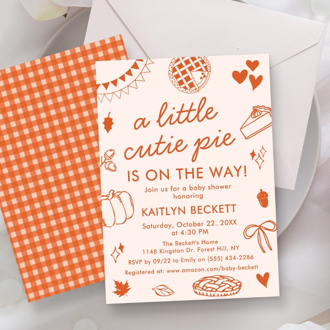 Invitación Little Cutie Pie On The Way! Fall Baby Shower (Subido por el creador)