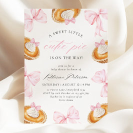 Invitación Little Cutie Pie Pink Bow Baby Shower