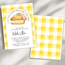 Little Cutie Pie Yellow Gingham Plaid Baby Shower