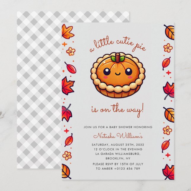 Invitación Little Cutie Pimpkin Fall Baby Shower (Anverso / Reverso)
