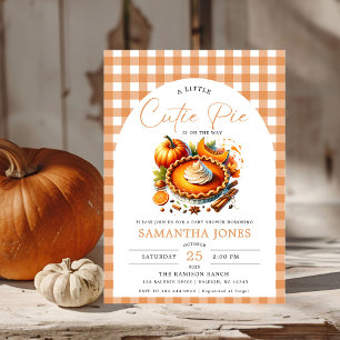 Invitación Little Cutie Pimpkin Fall Gingham Baby Shower